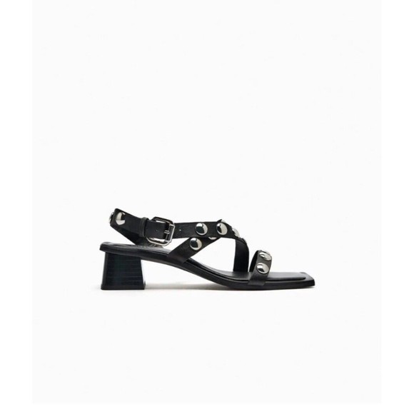 ZARA BLOCK HEEL LEATHER SANDALS SIZE EU 37/ 6.5 US - Picture 8 of 8